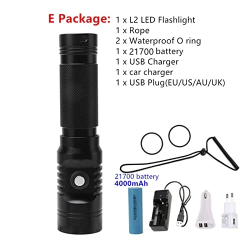 Diving Flashlight - 2000 lumens 80 Meter 21700
