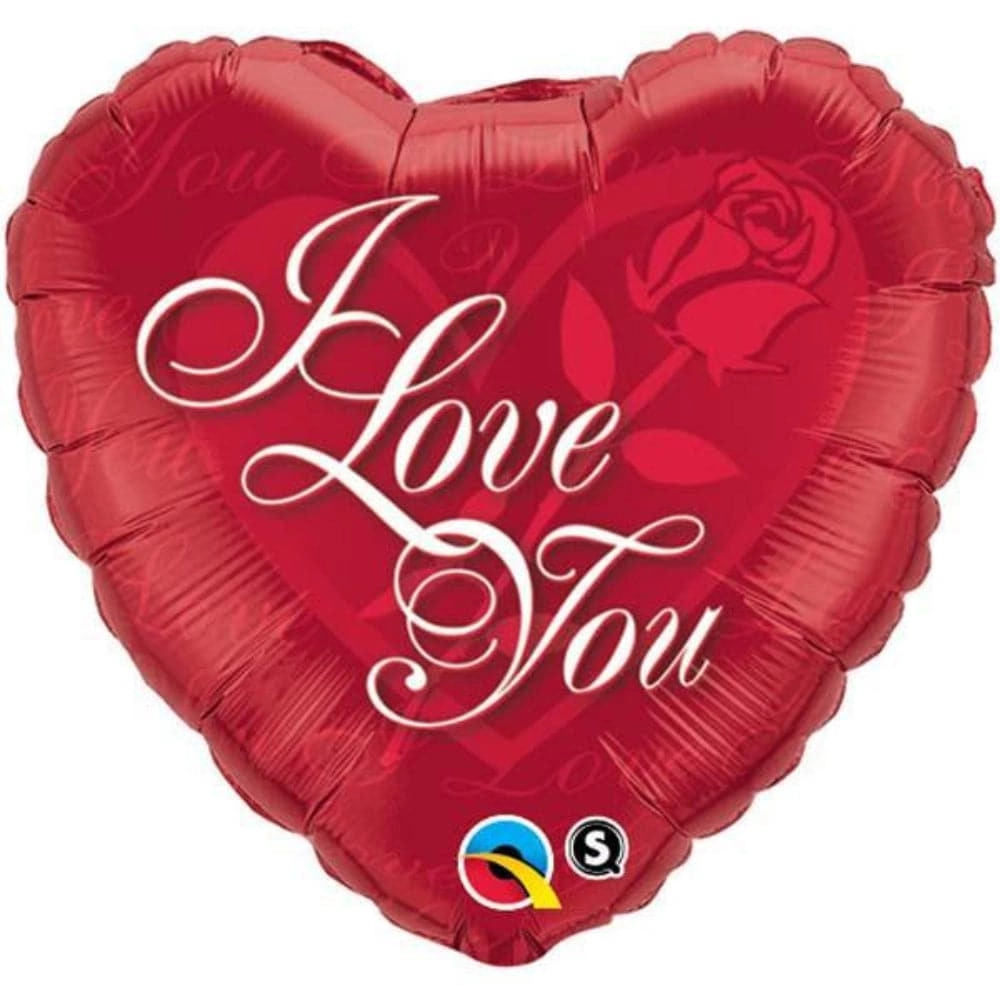 Qualatex I Love You Red Rose Foil Balloon - 18-Inch Red/Golden
