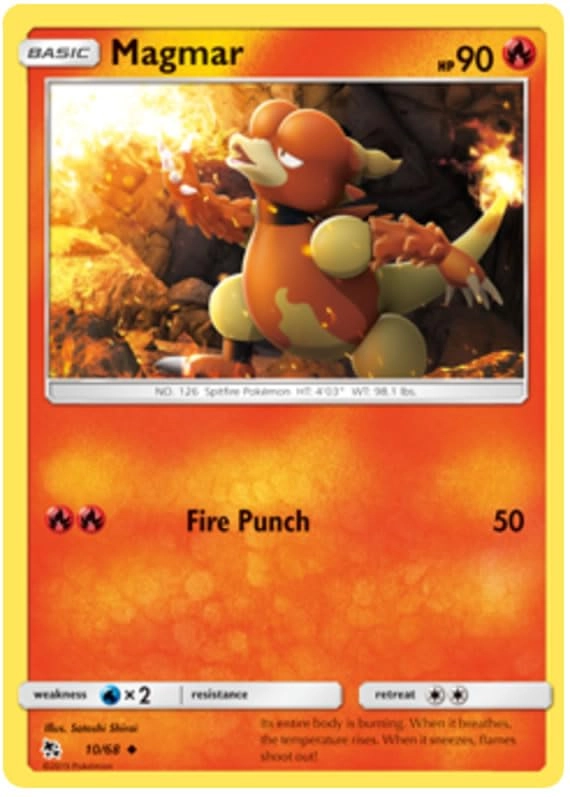 Pokémon Pokemon Magmar 10/68 - English - 1pcs + Toploader
