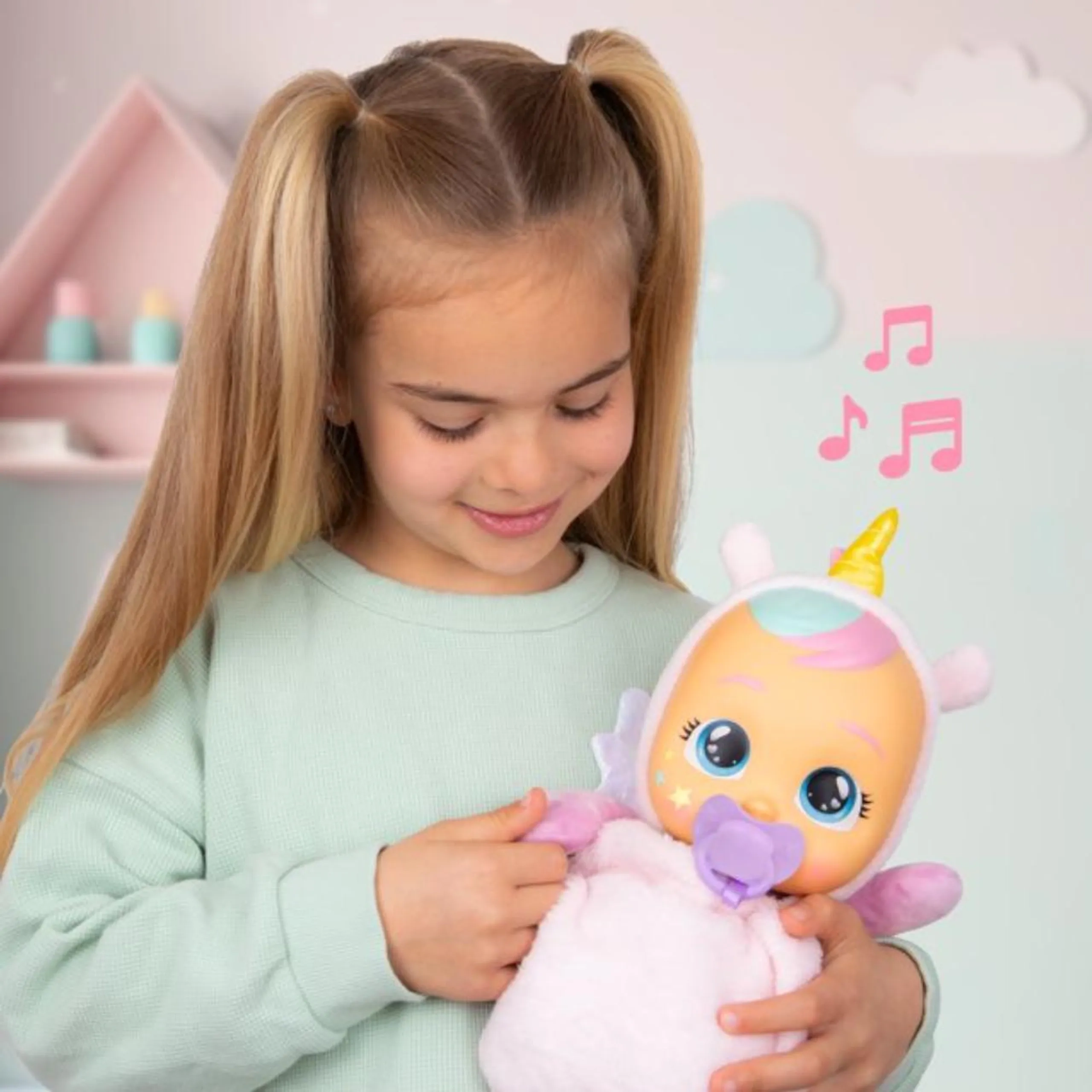 Luna And Poppy Baby Doll - Cry Babies Goodnight Friends 2-in-1 Unicorn-themed