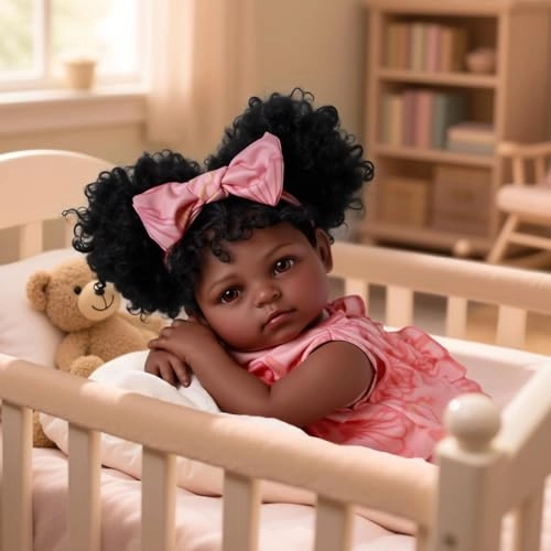 Reborn Baby Doll - 20 Inch Soft Cloth Body Black Girl Ages 3+