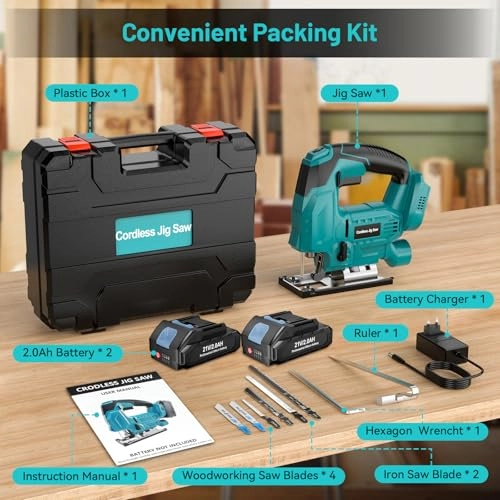 Cordless Jig Saw - 18 Volts 2 * 2.0Ah Batteries