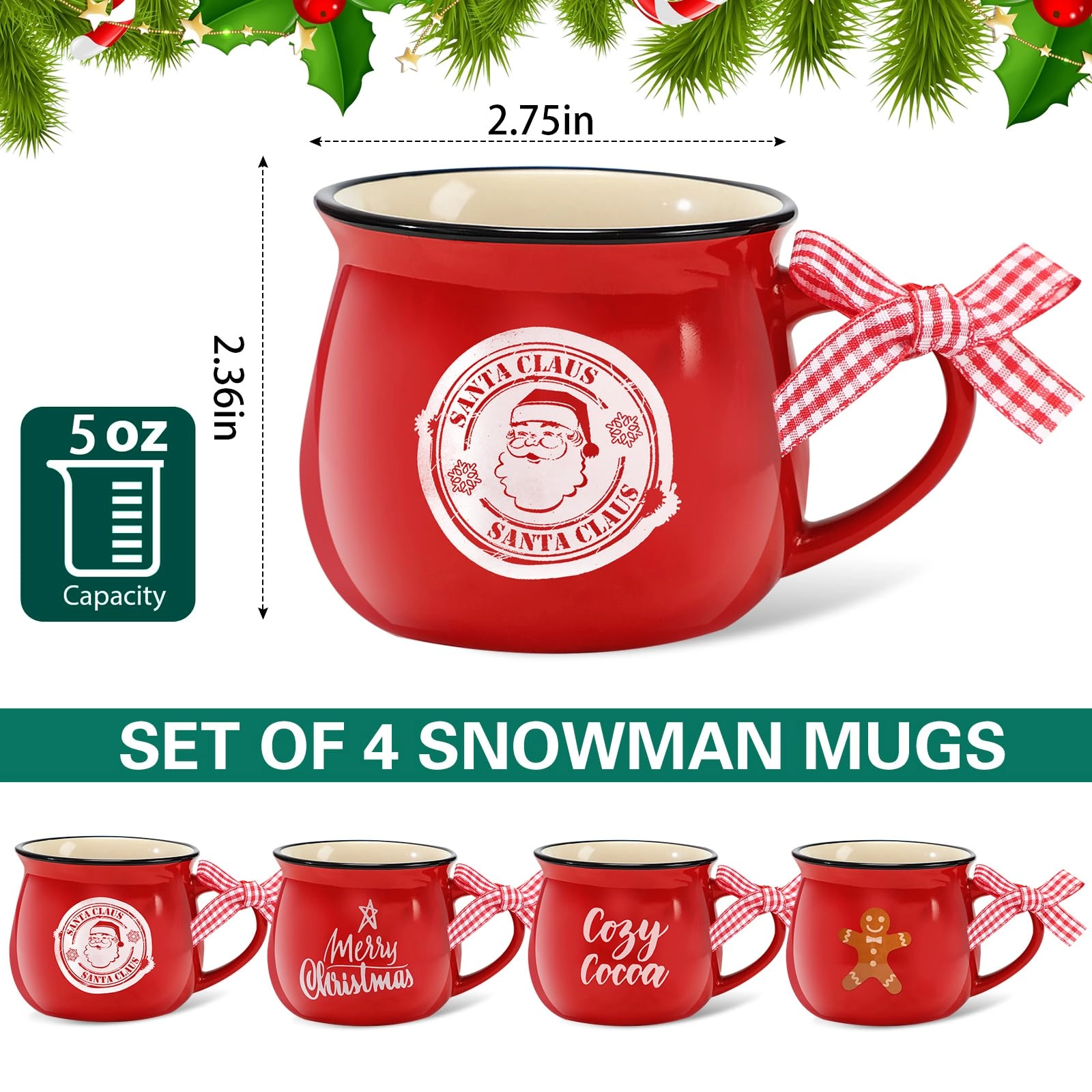 Christmas Coffee Mug - 4 pcs - 150 ml