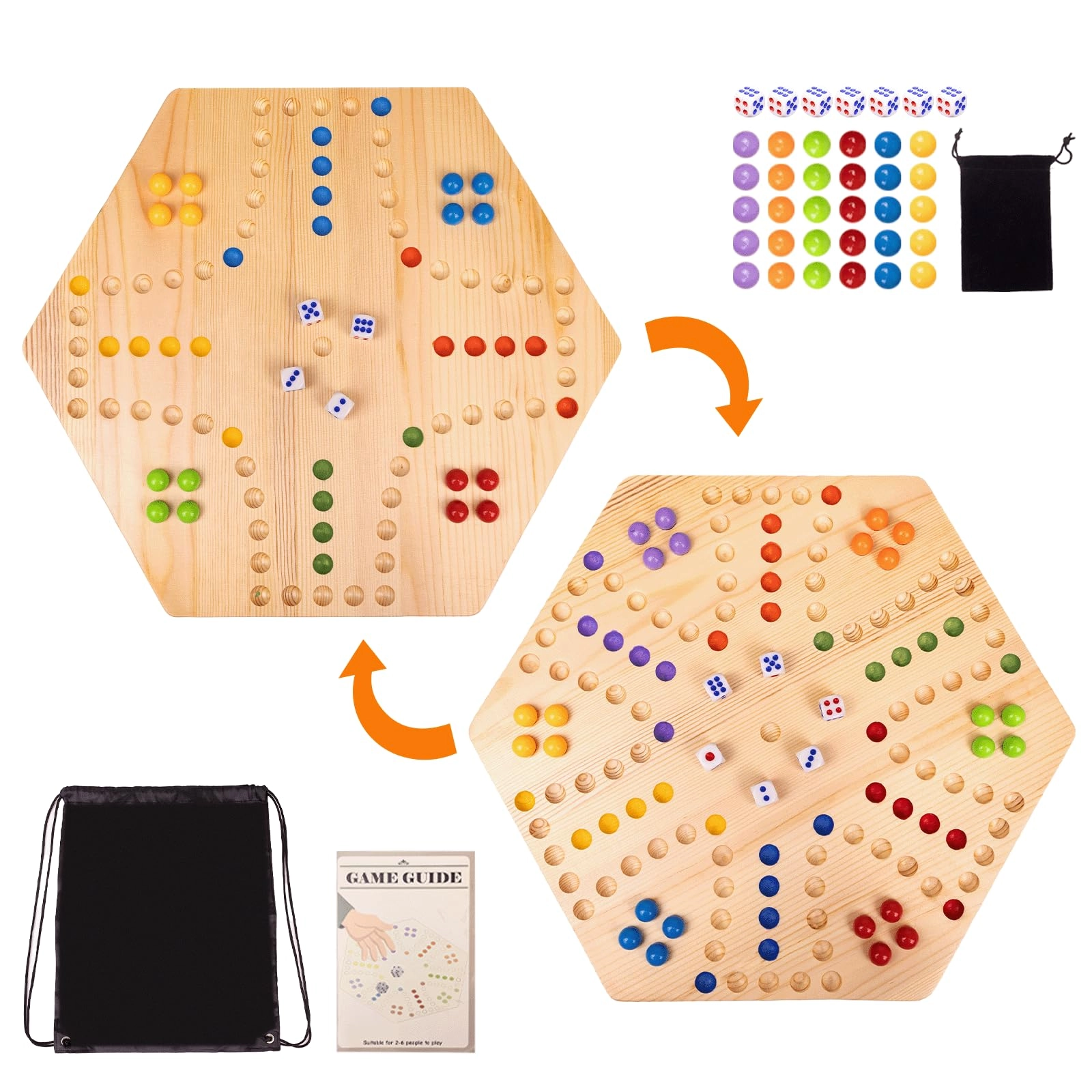 WodGod Fast Track Marble Board Game - 2-in-1 Portable Multicolor