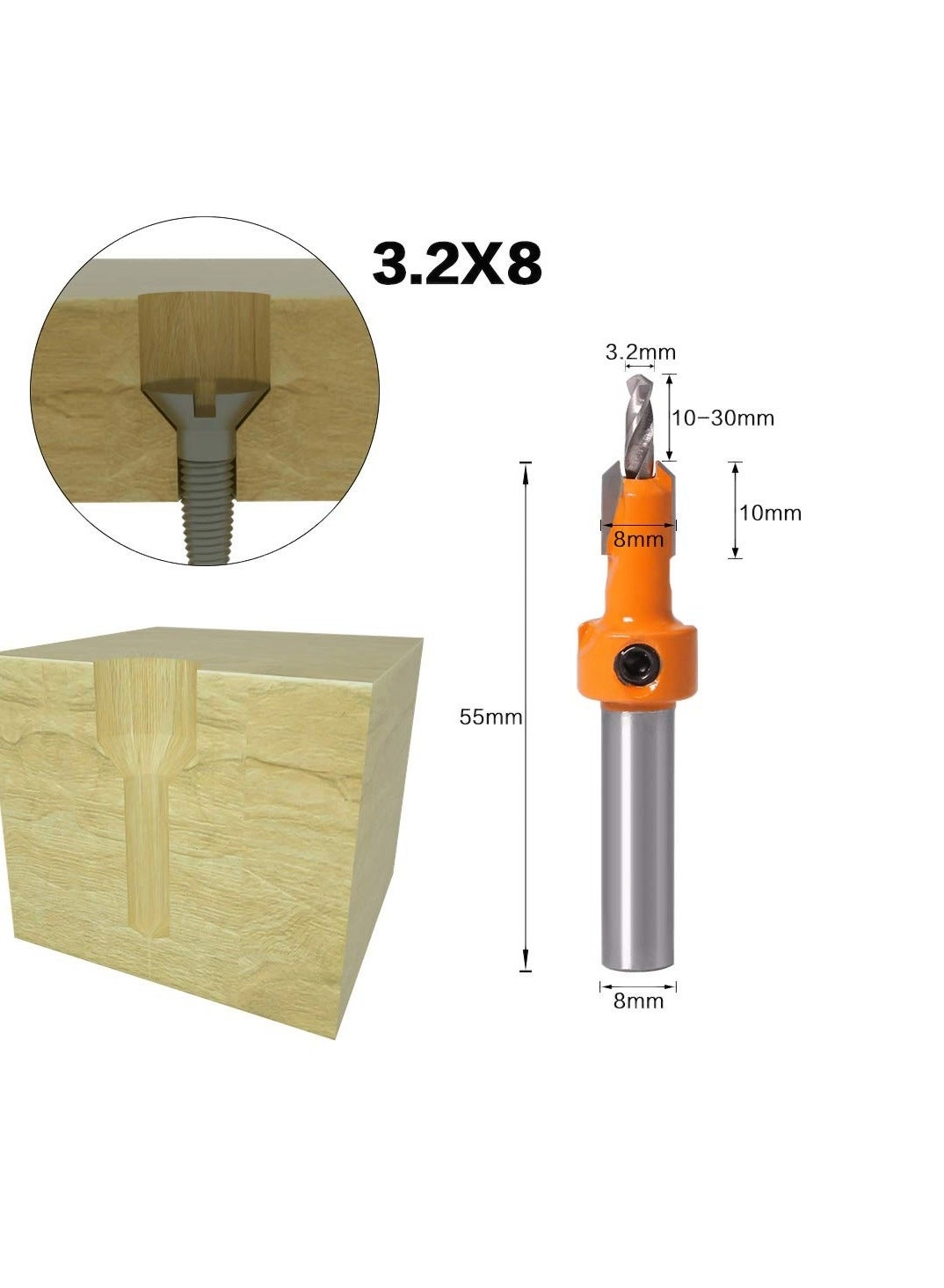 Countersink Drill Bit Set - 5 Pcs HSS 2.8mm 3mm 3.2mm