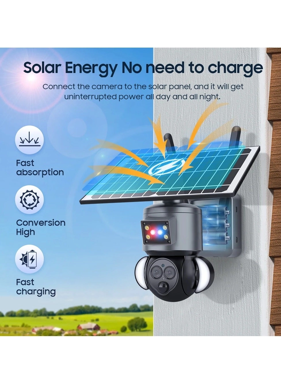 Outdoor Solar Cell 4G Binocular Camera 8MP