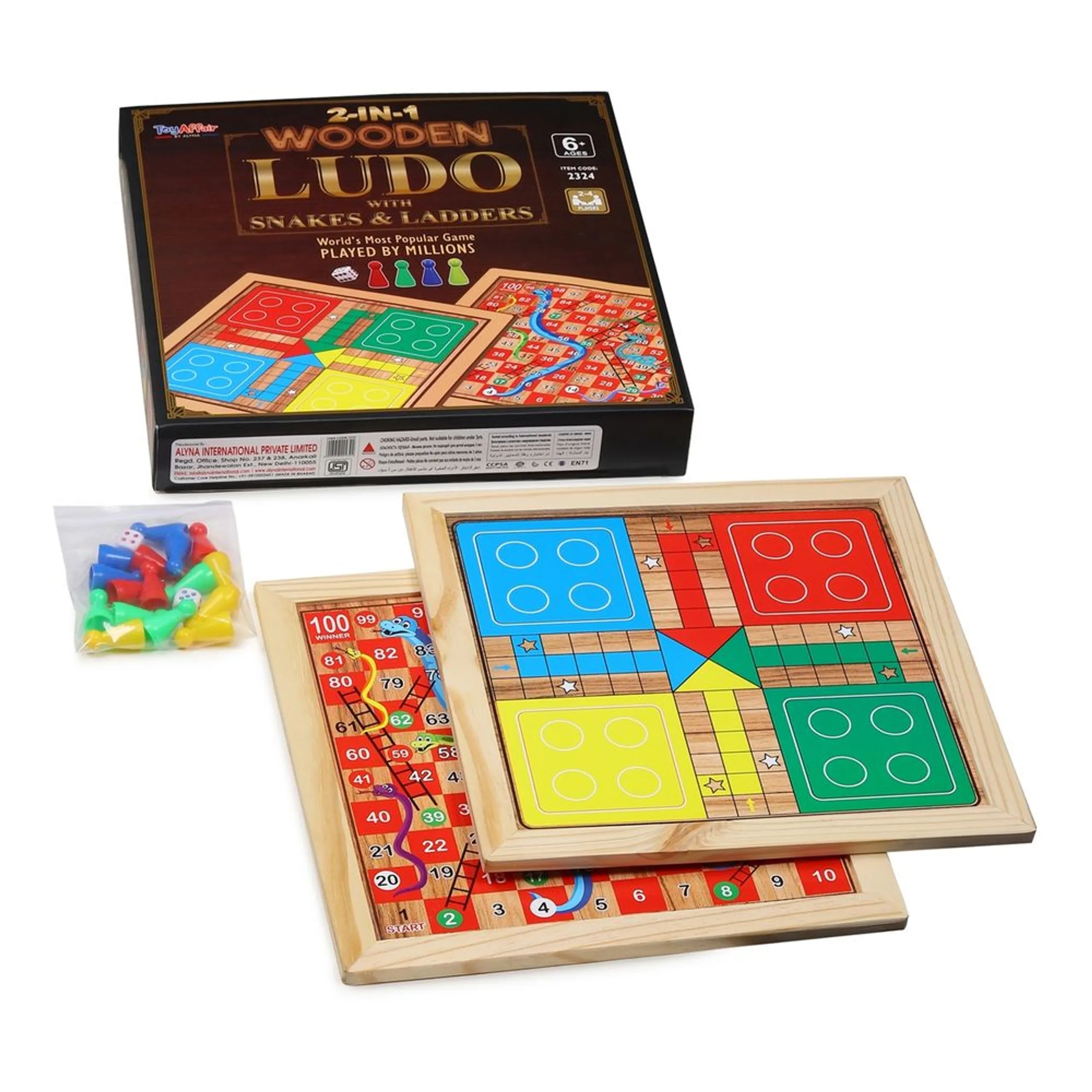 2-In-1 Wooden Ludo - Suitable for 6 years & above