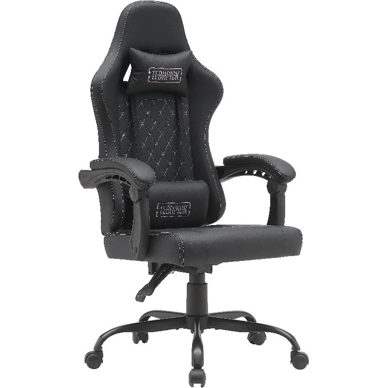 Ergonomic Highback Gaming Chair - Black/Red PU Leather Adjustable Height