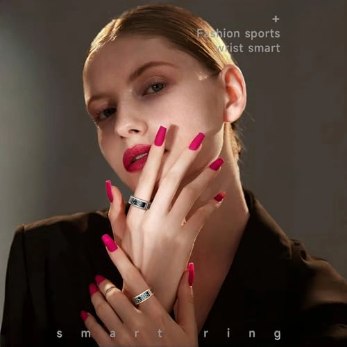 Smart Fitness Ring - LED Display IP68 Silver Size 9