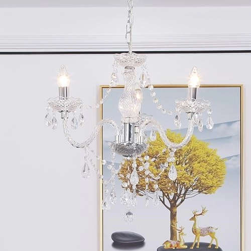 3 Light Chandelier - Chrome Clear Plastic