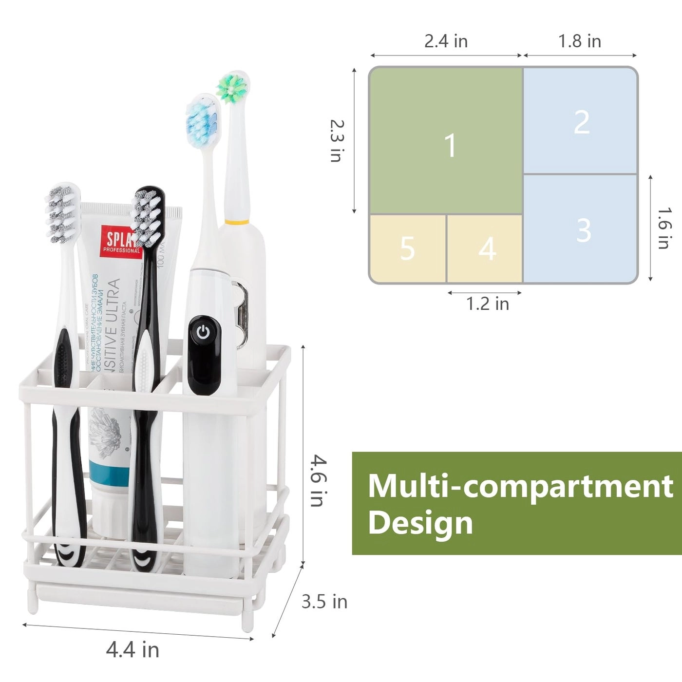 Toothbrush Holder - Countertop Shower Sink 5 Slots
