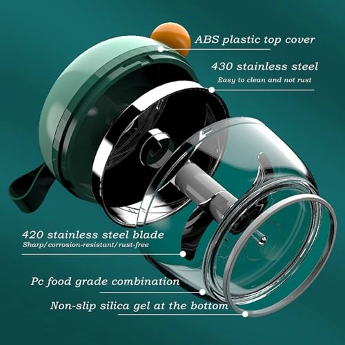 Garlic Chopper - Mini Manual Pull Green-1