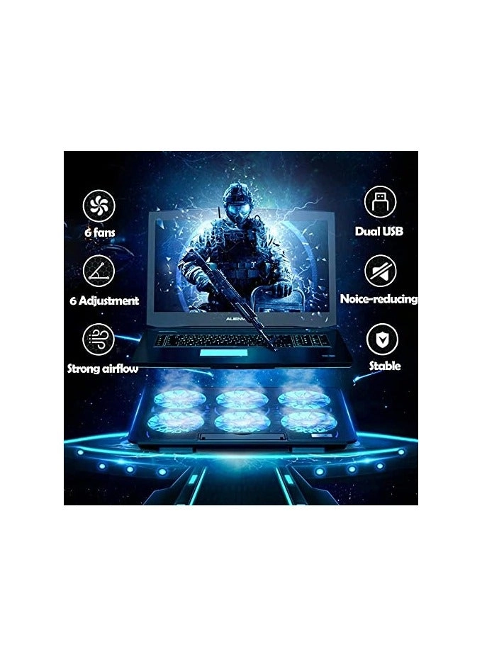 Gaming laptop cooling pad - 6 fans 12-21-inch
