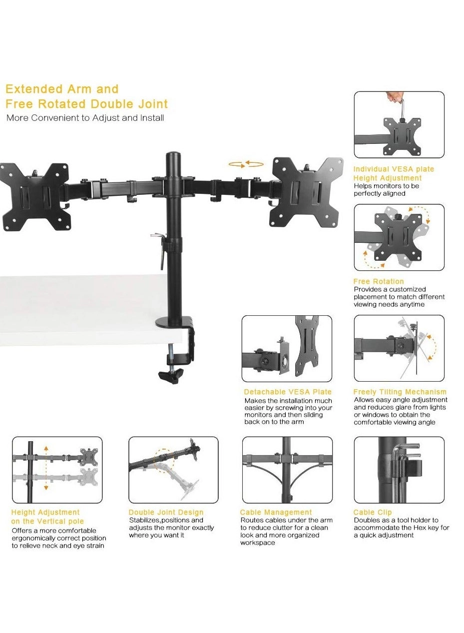 Dual LCD Monitor Desk Mount Stand - 2 27in