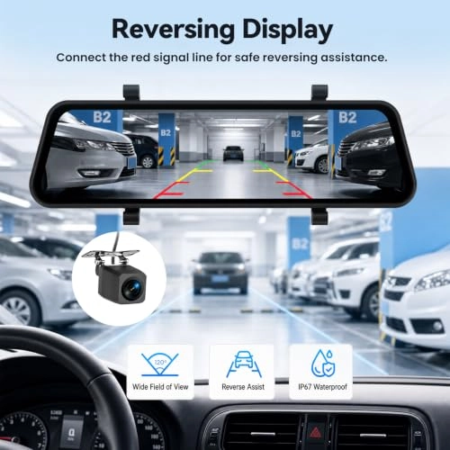 9.66 Inch Mirror Dash Cam - 4K 25FPS
