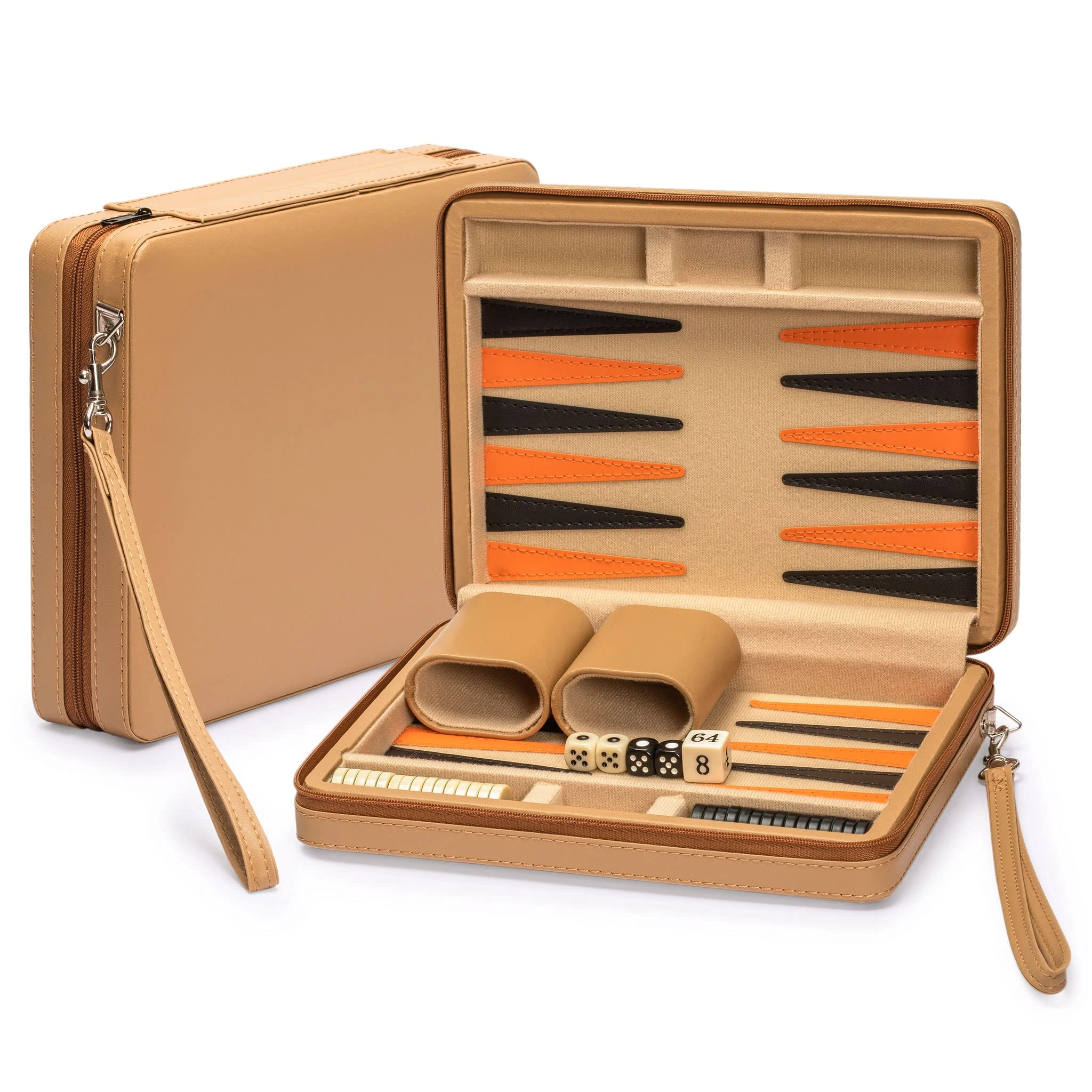 Backgammon Mini Game Set - Magnetic Travel Leatherette