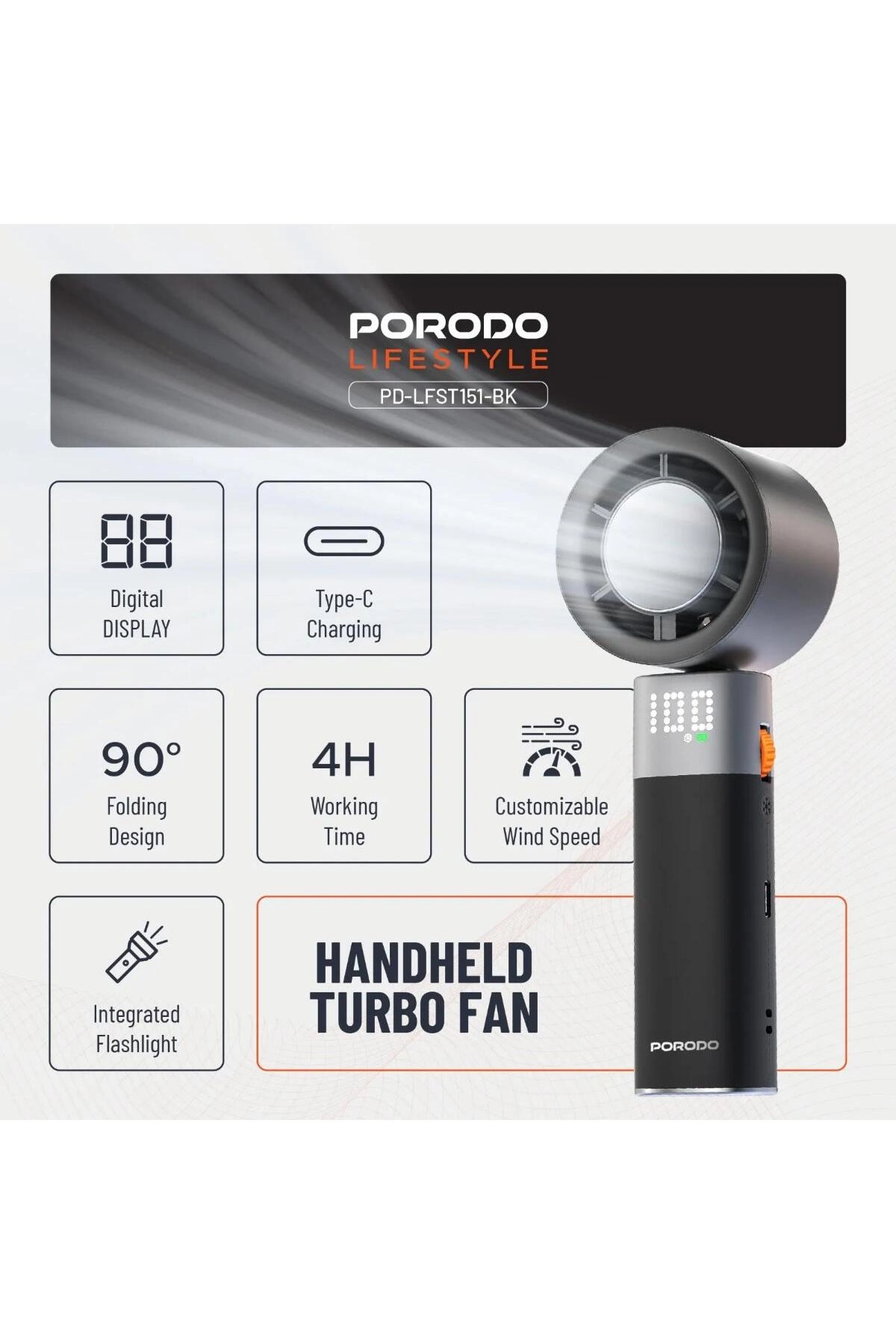 Life Style Handheld Turbo Fan - 13000RPM 3000mAh USB-C