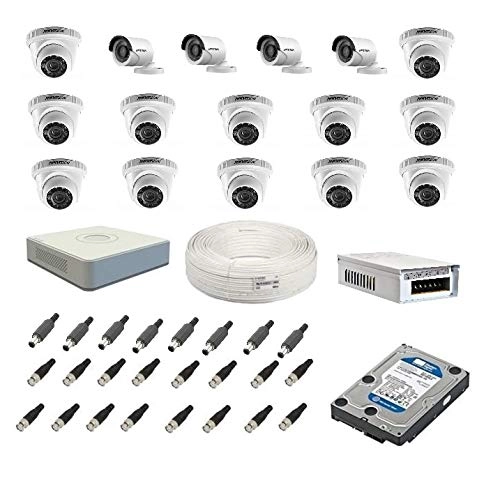 Dome Camera + Bullet Camera + Cable + DVR k1 + Hard Disk - 16 channels 2 pixels