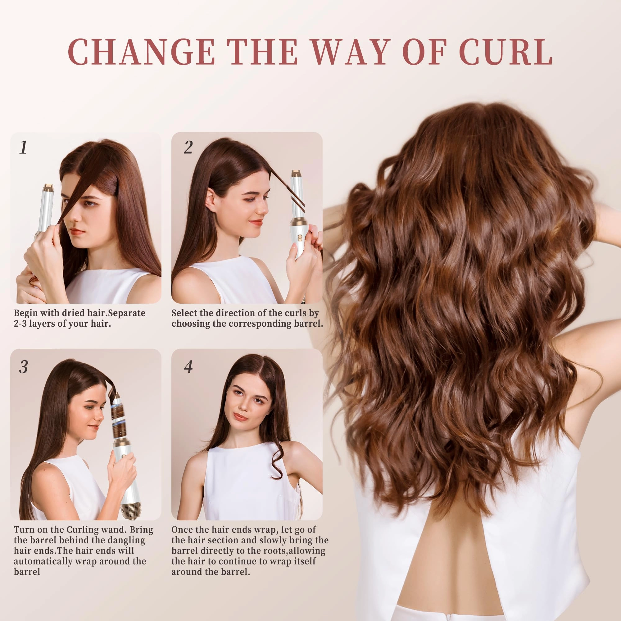 6 in 1 Hair Dryer Brush - 700 watts Gold