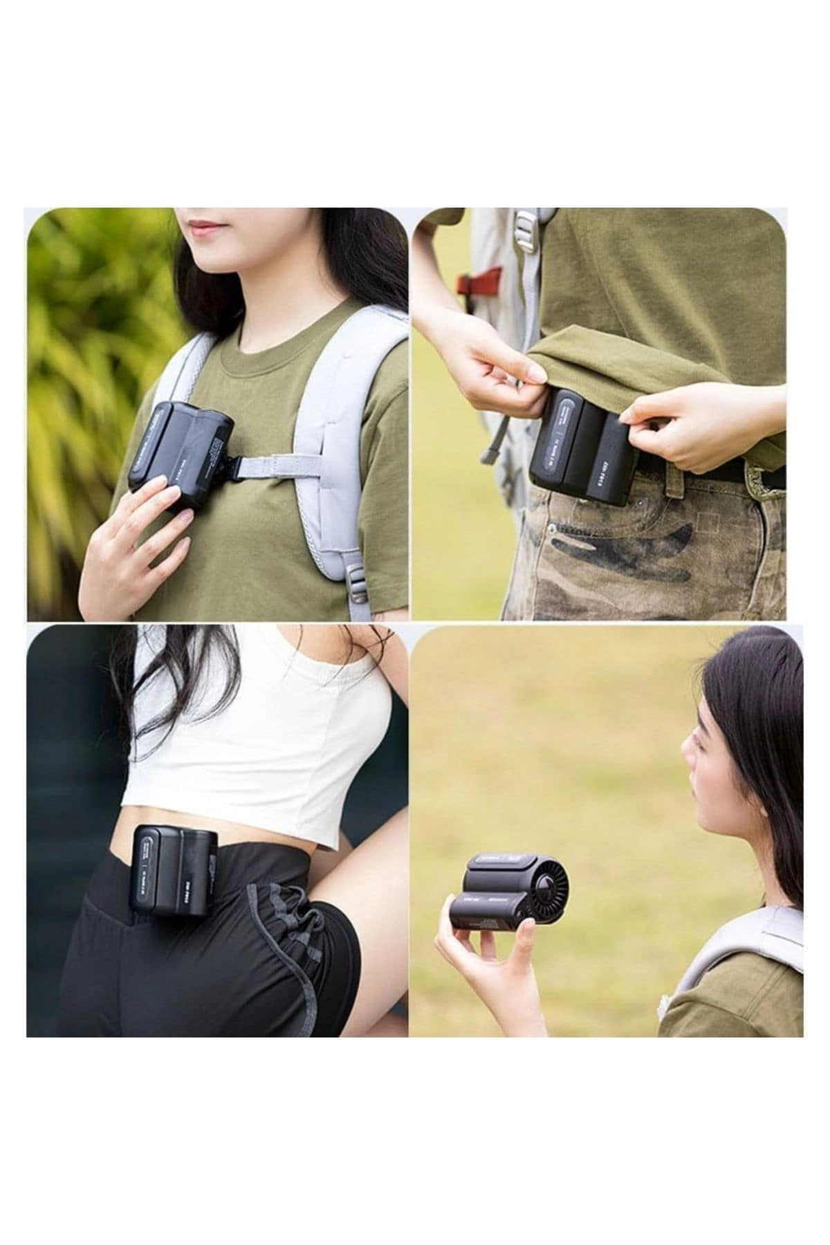 Portable Waist Clip Fan - 3 Speed USB Type-C Rechargeable Dual Head