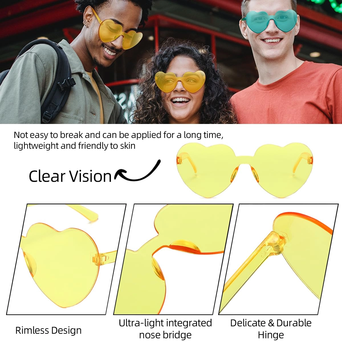 Heart Sunglasses - Transparent Pack