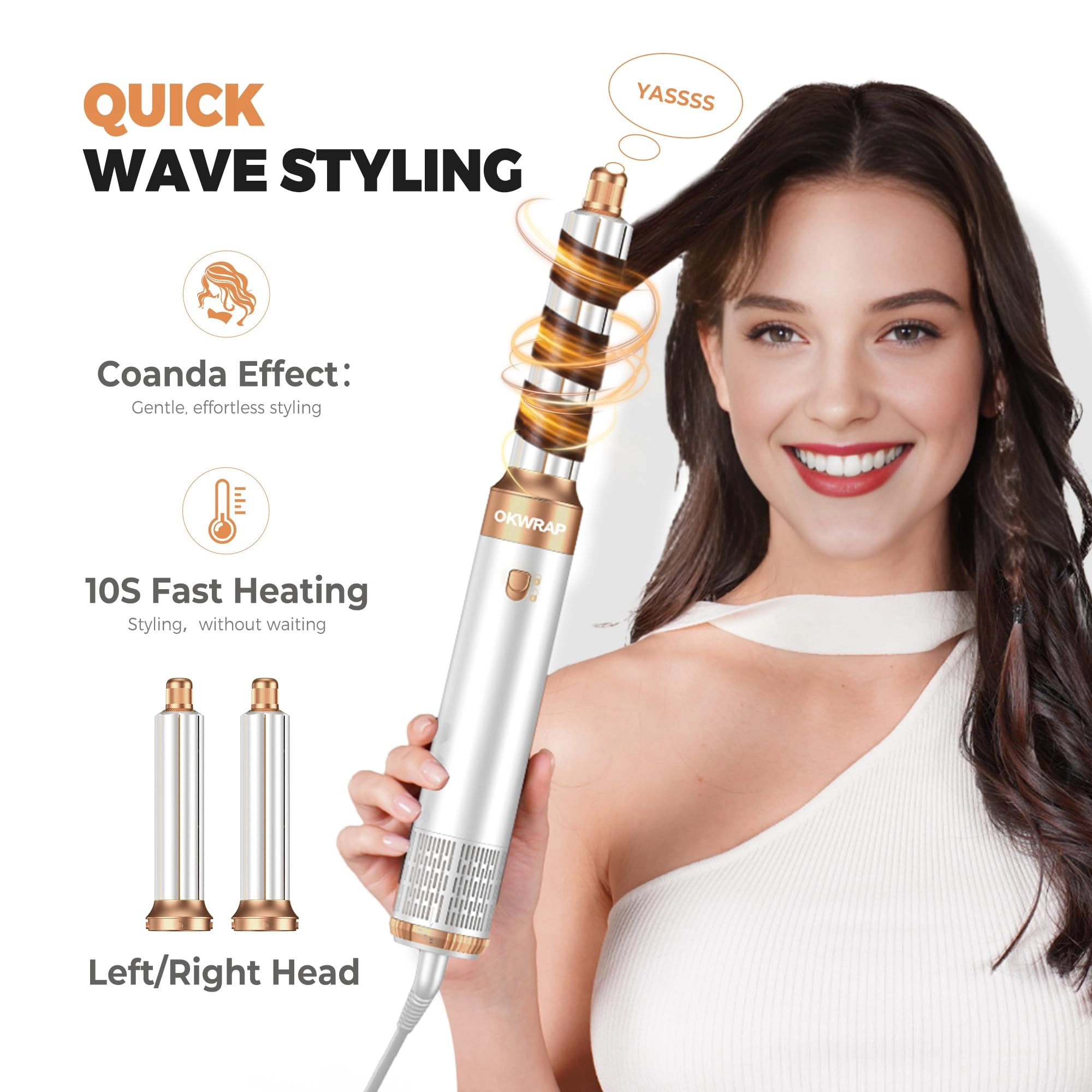 Blow Dryer Brush + Curling Wand + Ionic Hot Air Hair Dryer + Massage Oval Hair Dryer + Left&Right Hair Curlers