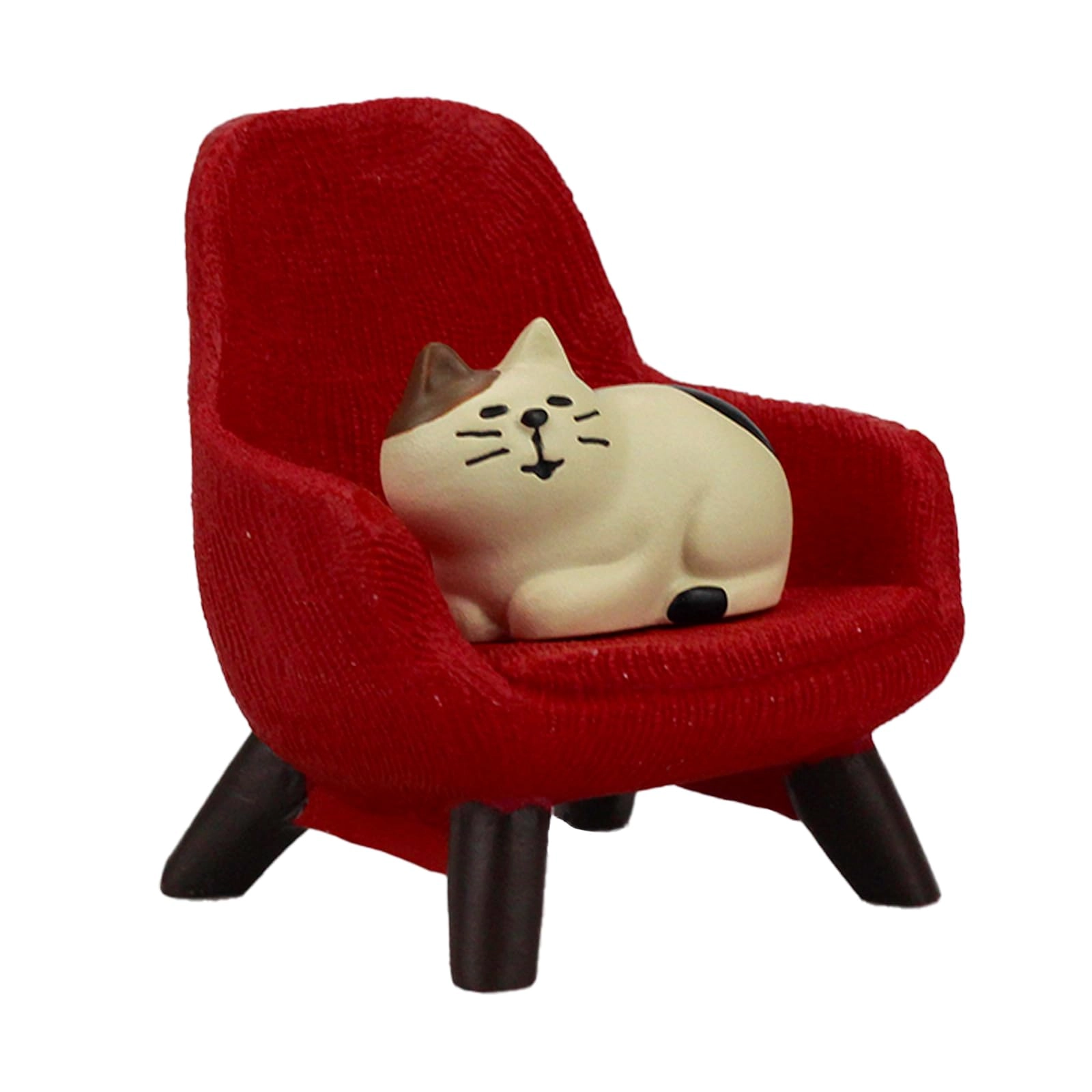 Miniature Cat Figurine - Resin + Small Sofa