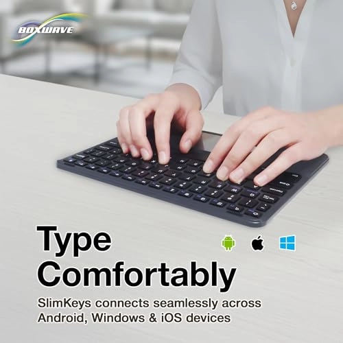 SlimKeys Bluetooth Keyboard - for Samsung Galaxy S24 Ultra Trackpad Jet Black