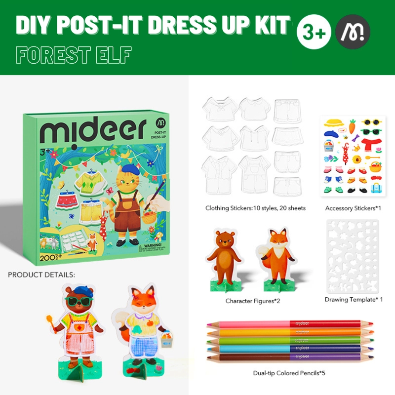 DIY Post It Dress Up Kit - Forest Elf 200+