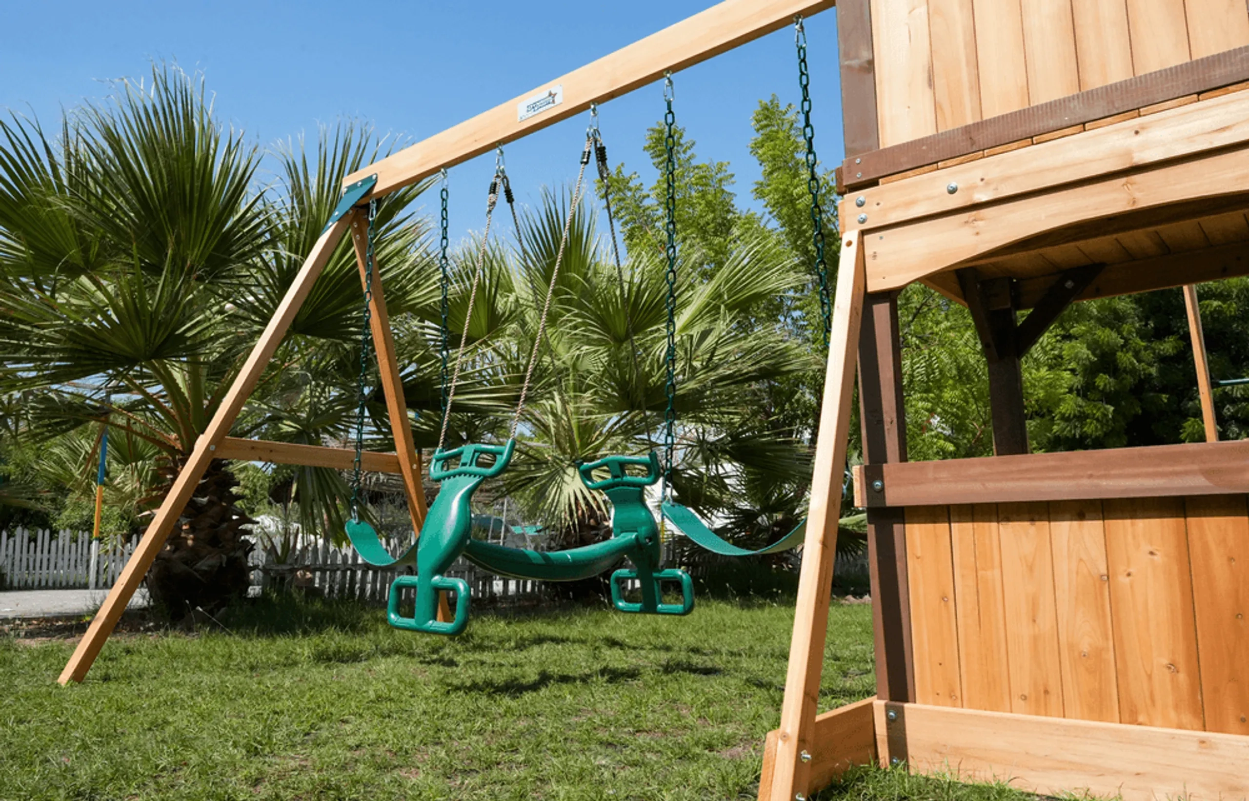 Arabian Tahr Wooden Swing Set - 10' Wave Slide 3-position Swing Beam