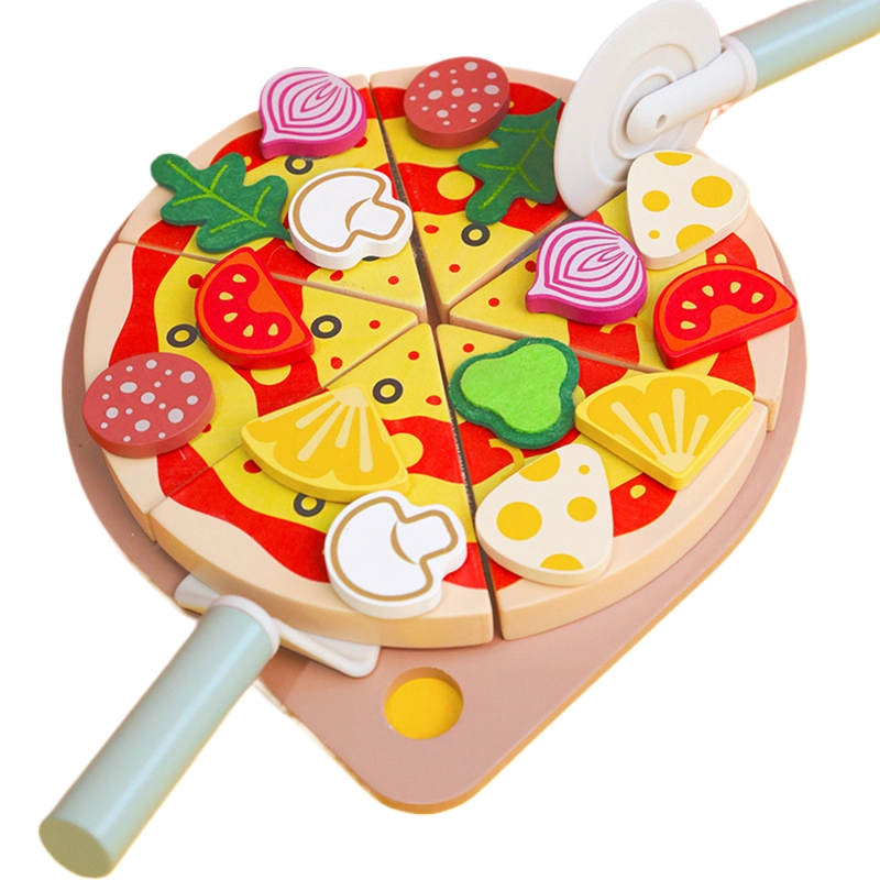 Kids Wooden Pizza Pretend Cutting Toy - 24 pcs (5551007-KABI_0179)