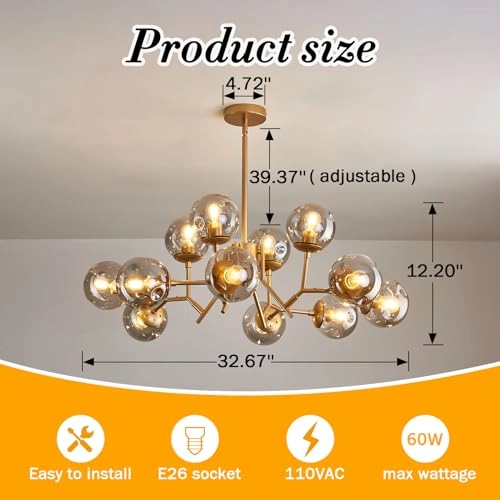 12-Light Glass Globe Sputnik Chandelier