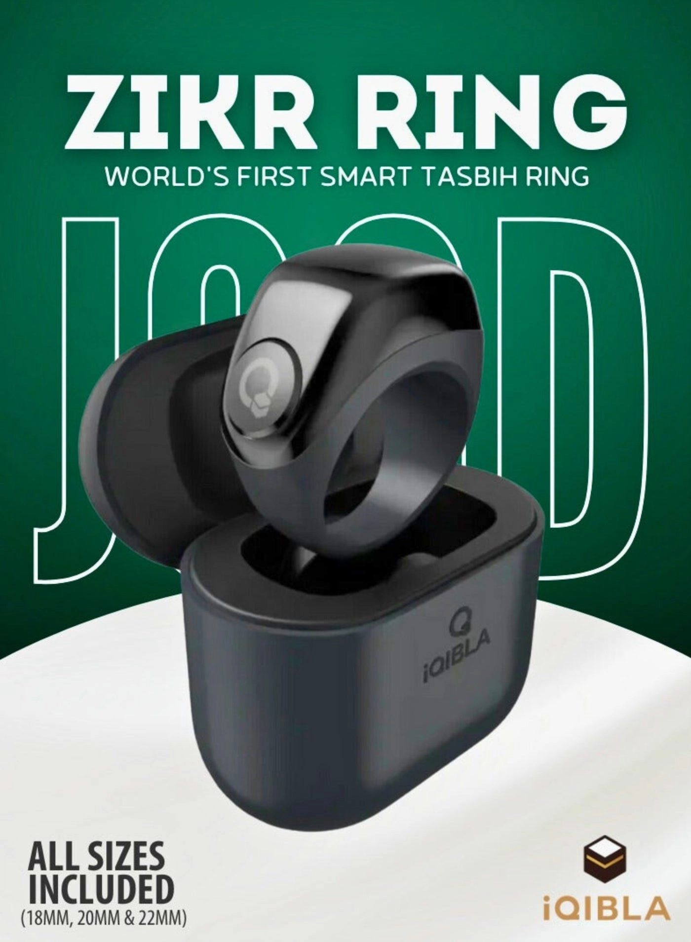 iQIBLA Zikar Ring Jood - 55 mAh USB-C Black