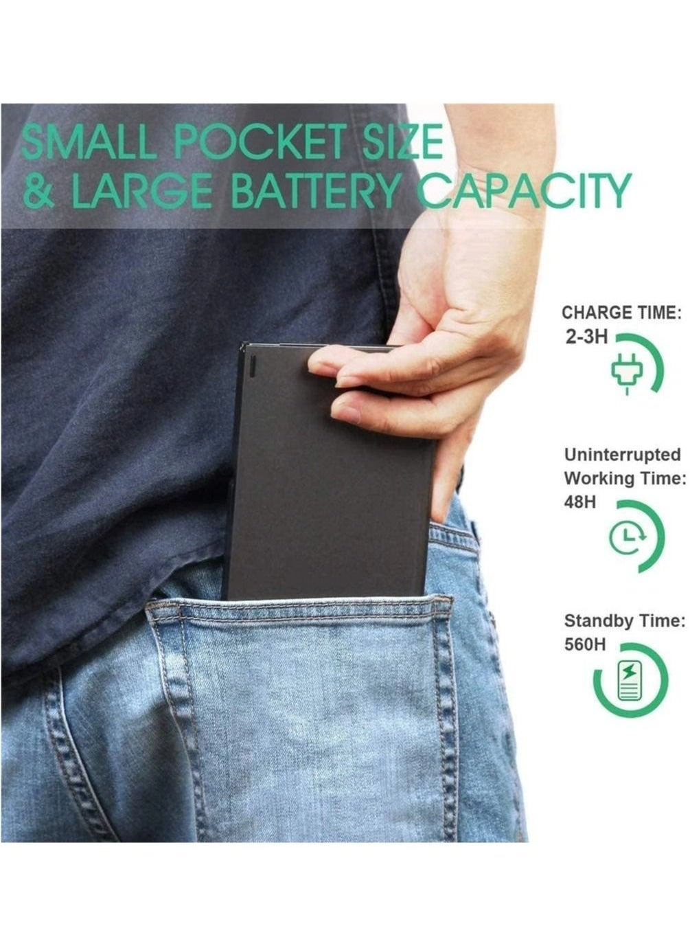 Bluetooth Keyboard - Foldable Rechargeable Built-in Touchpad Compatible with iPhone/iPad