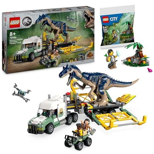 Jurassic World Allosaurus Transporter (76966) + Jurassic World Jungle Explorer (30665)