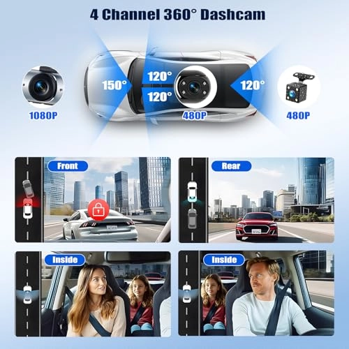 4 Channel Mirror Dashcam - 1080p