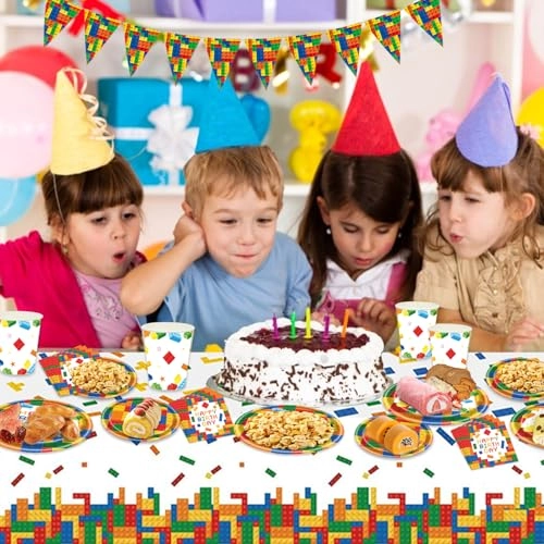 Building Block Party Decorations - 98Pcs Birthday