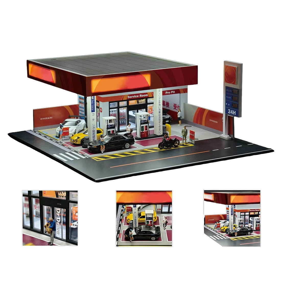 Shell Petrol Station Model - 1 set 1/64 compatible with other 1:64 scale car models