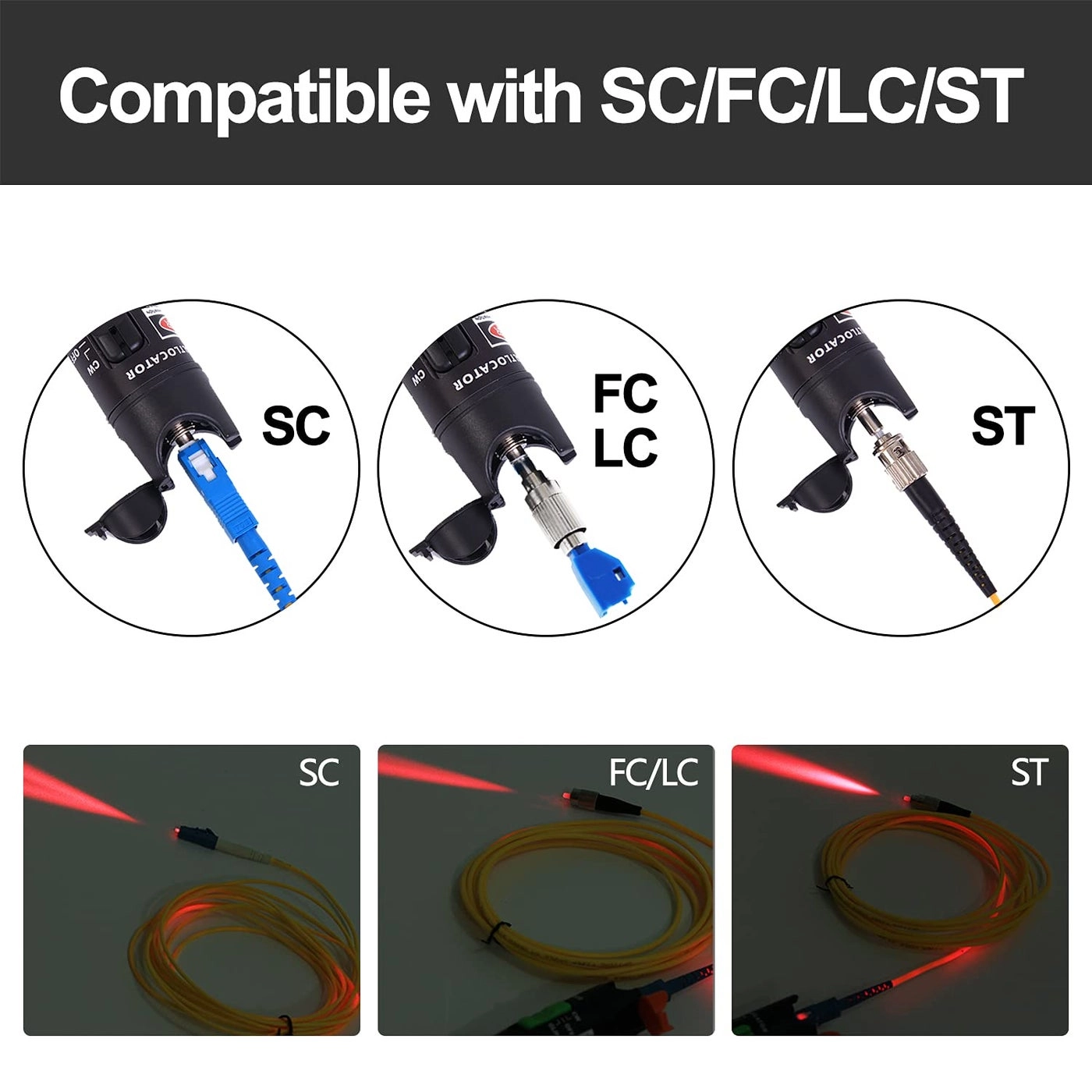 Visual Fault Locator - 30mW 30KM + FC/LC Connector Kit - FC Male to LC Female Adapter
