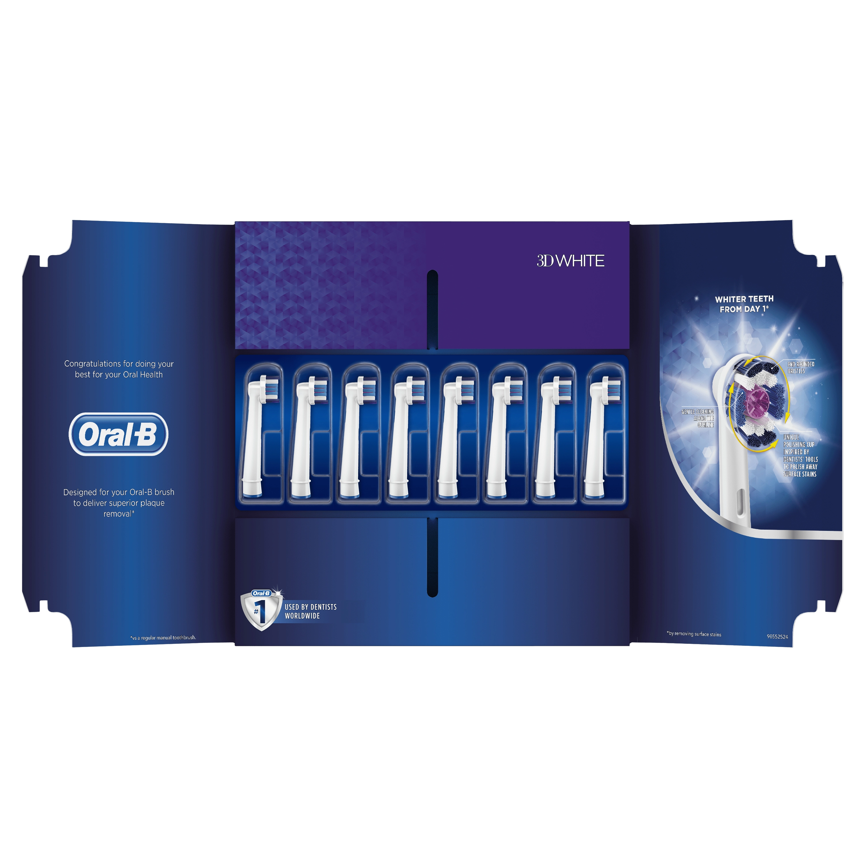 Precision Clean - Pack of 8 Toothbrush Heads White