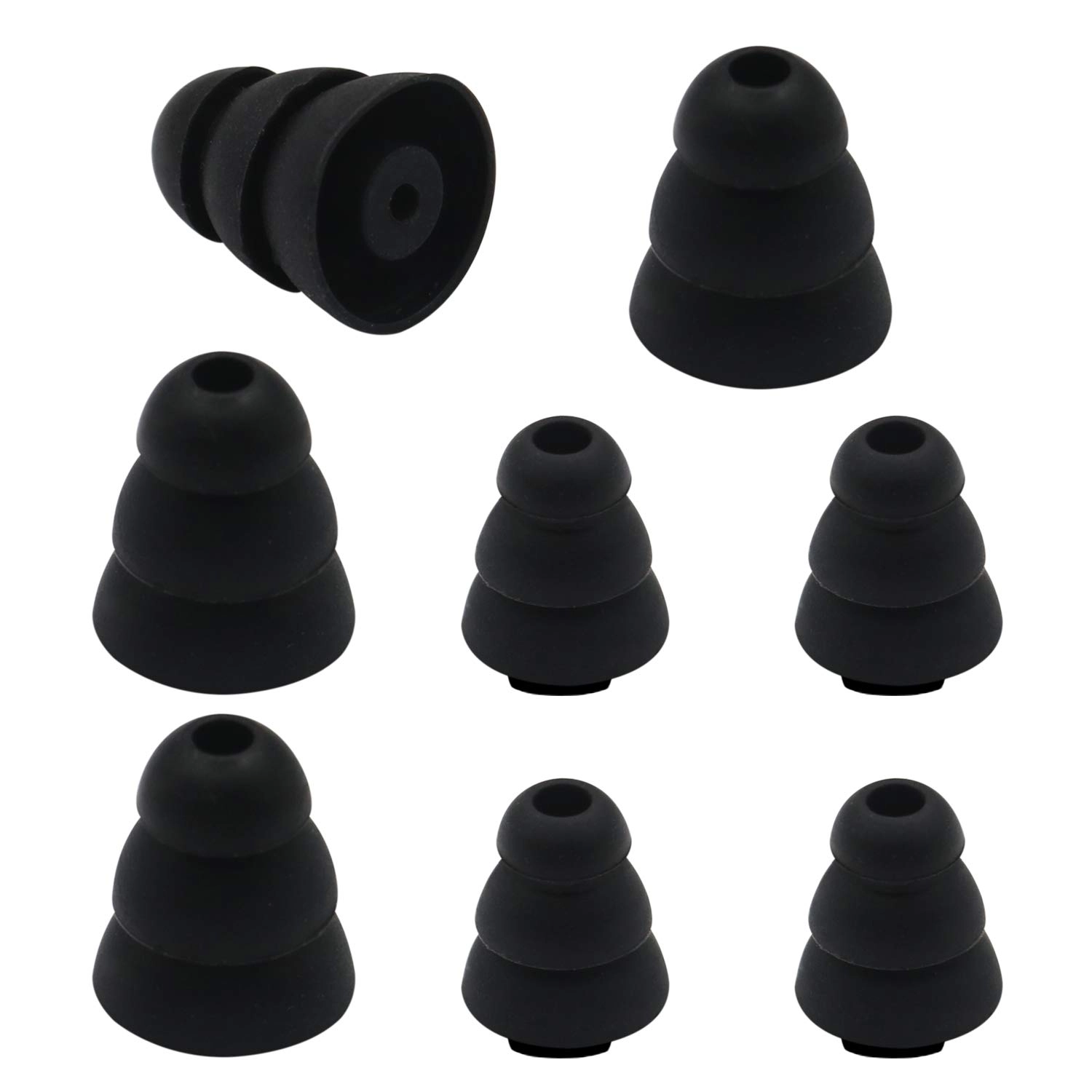 ALXCD Triple Flange Earbud Tip for Etymotic Shure Klipsch Westone - 2mm Hole 4 Pairs S/L