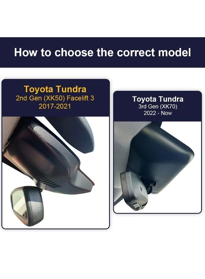 Dash Cam 2160 X 1080 pixels for Toyota Tundra 2017-2021 & Sequoia 2017-2022