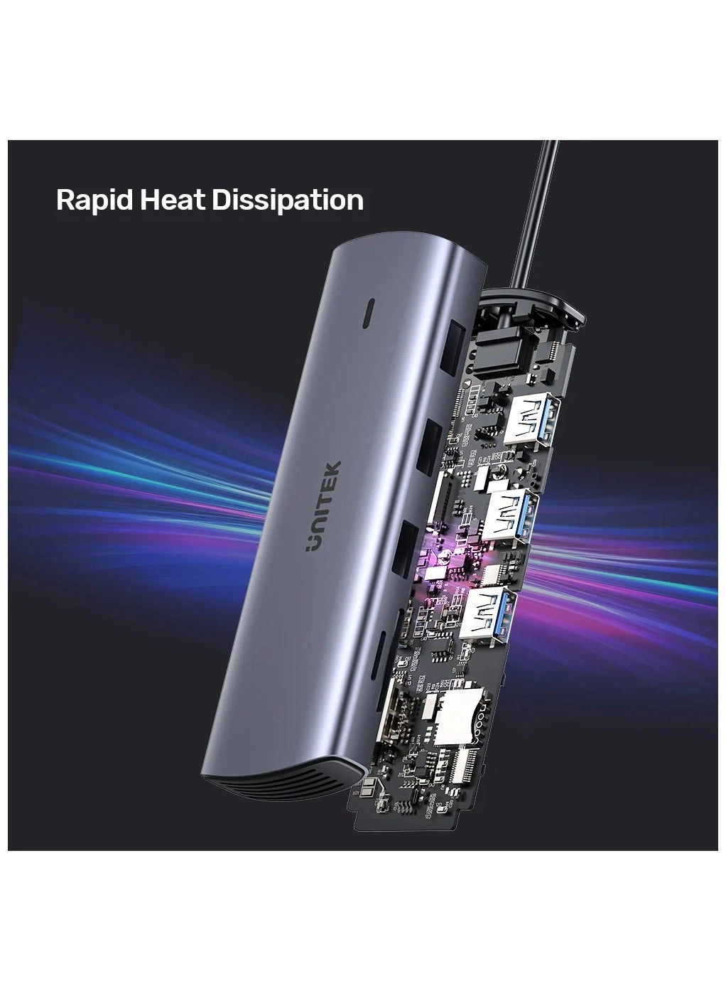 D1113A - 9-in-1 USB-C Hub 3x USB-A 5Gbps HDMI 4K@30Hz PD 100W