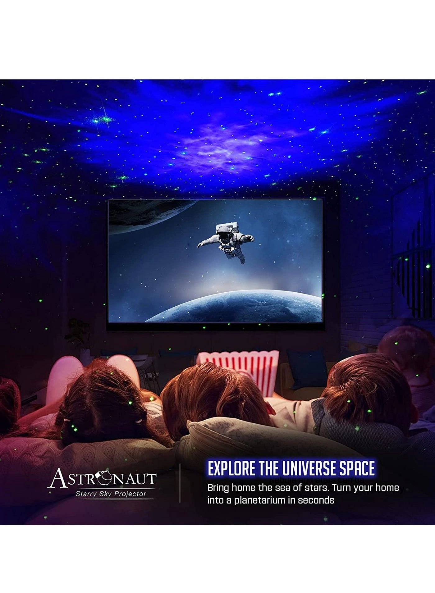 Astronaut Nebula Star Projector - Galaxy Night Light Remote Control Timer