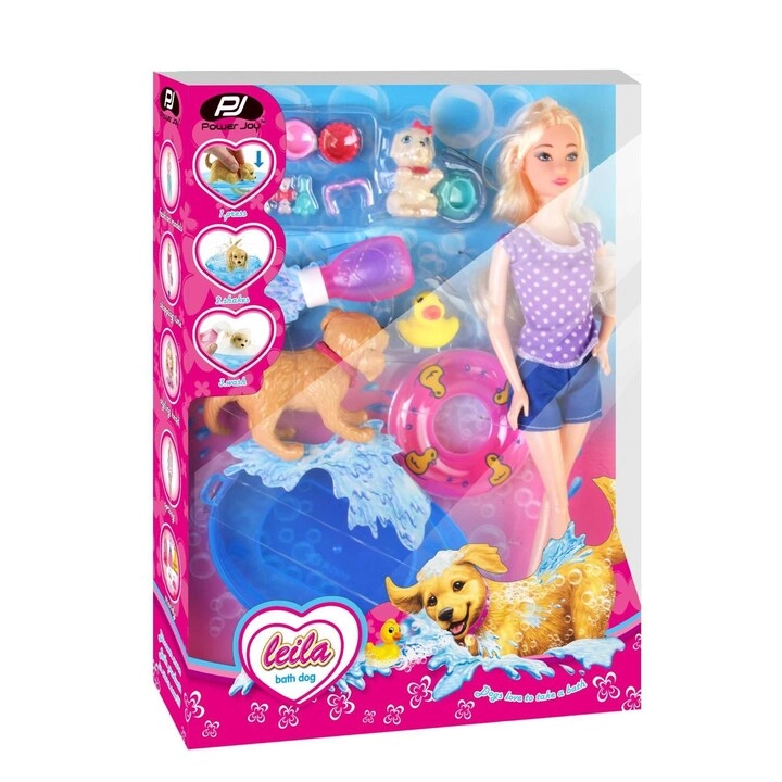 Power Joy Leila Bath Dog Fashion Doll - Multicolour Pack of 17