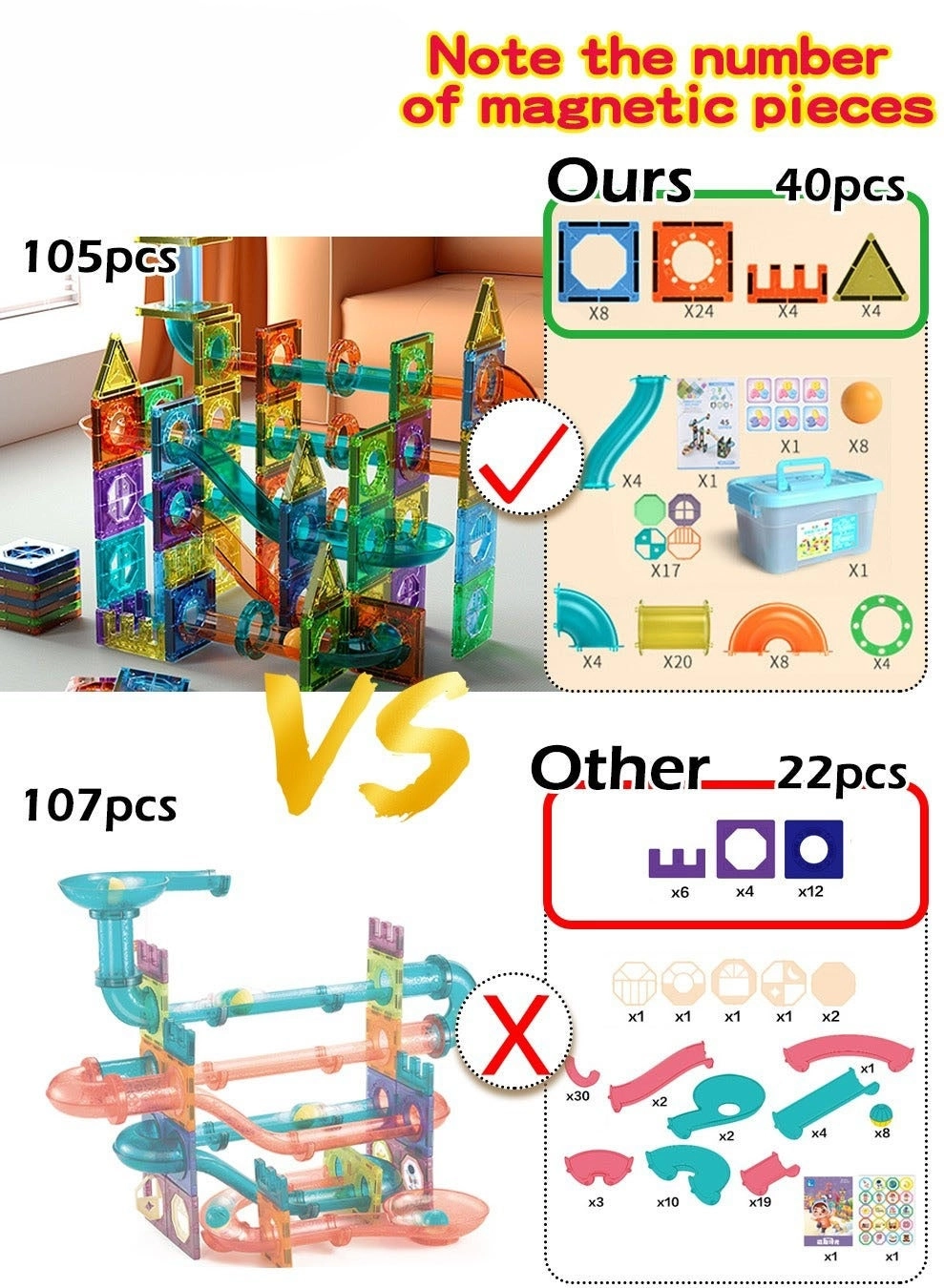 Magnetic Toys Building Block Set - 105 pcs