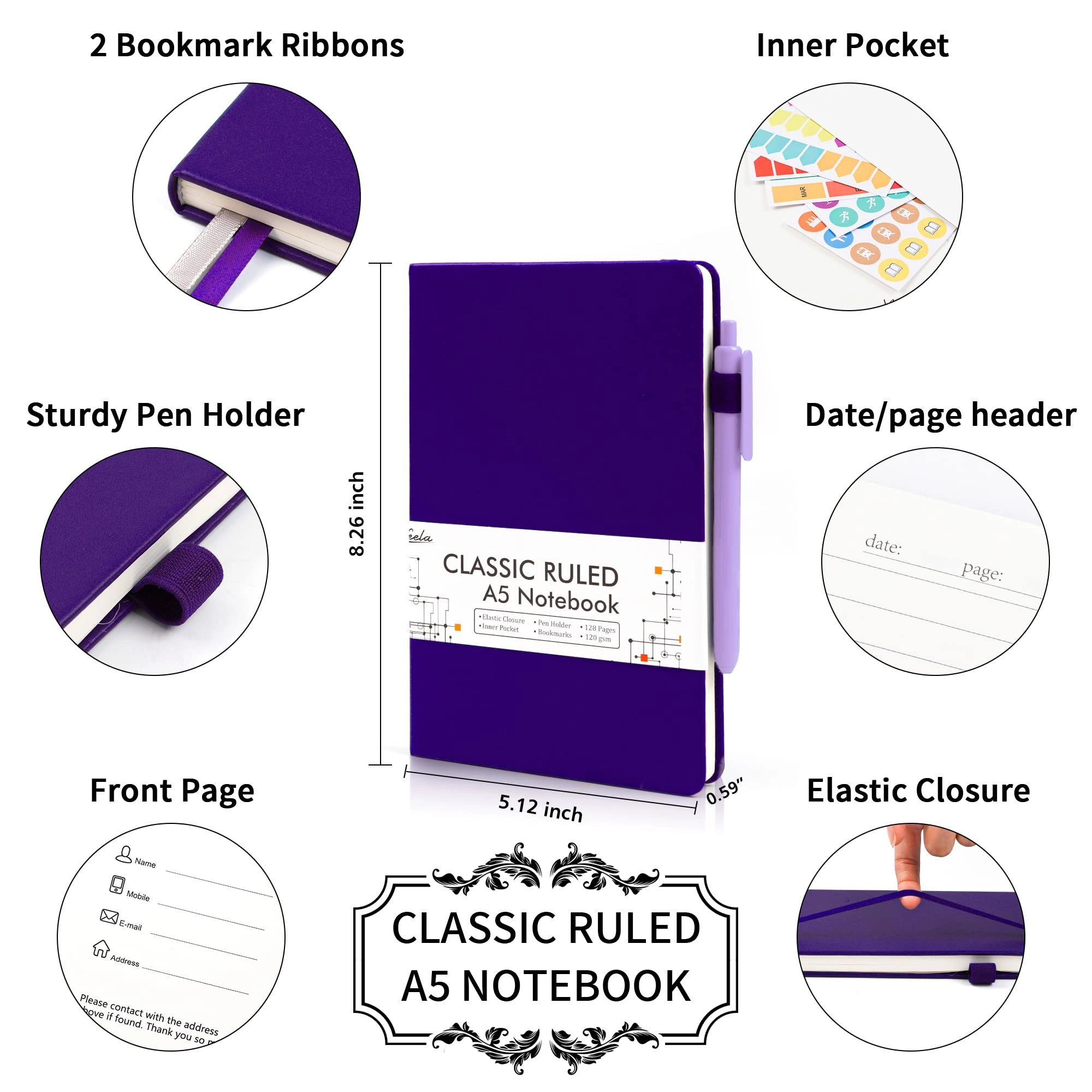 Journal Notebook A5 - Lined 64 Sheets
