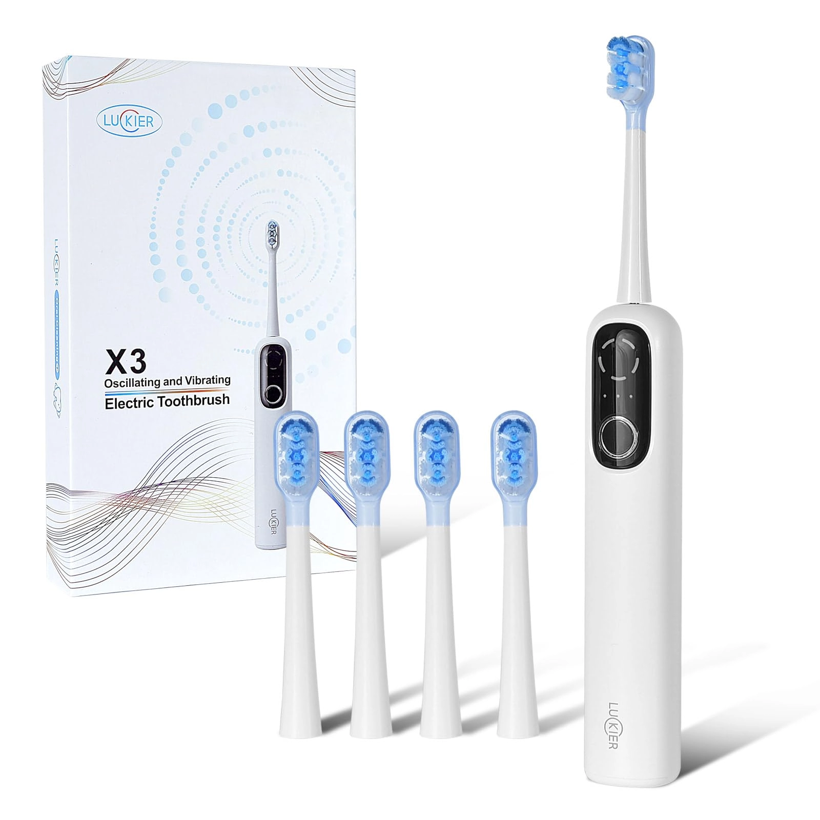 LUCKIER Advanced Electric Toothbrush - 5 Modes 3 Intensity Levels IPX7 Waterproof