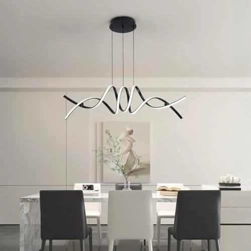 Modern LED Linear & Wave Chandelier - 150cm