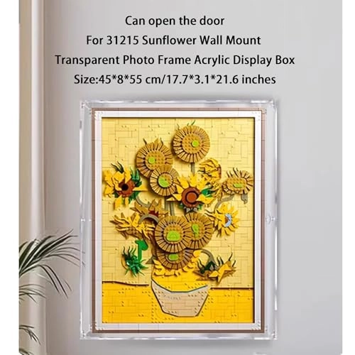 Display Case for LEGO 31215 Sunflower Wall Mount Block Model - 3mm Dustproof Transparent